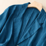 Buddha Stones Women's Three Quarter Sleeve Button Cotton Small Suit Jacket With Pockets - image 15