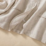 Buddha Stones Women's Cotton Linen Stand Collar Long Sleeve Jacket With Pockets - image 3