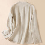 Buddha Stones Women's Cotton Linen Stand Collar Long Sleeve Jacket With Pockets - image 2