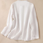 Buddha Stones Women's Cotton Linen Stand Collar Long Sleeve Jacket With Pockets - image 15