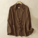 Buddha Stones Women's Cotton Linen Frog-Button Long Sleeve Jacket With Pockets - Sienna - US12，UK/AU16，EU44 (2XL) - image 26