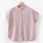 Buddha Stones 2Pcs Buttons Shirt Top Skirt With Pockets Meditation Cotton Clothing Women's Set - LightPink Shirt - US8-10，UK/AU12-14，EU40-42 (2XL) - image 10