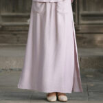 Buddha Stones 2Pcs Buttons Shirt Top Skirt With Pockets Meditation Cotton Clothing Women's Set - RosyBrown Skirt - US8-10，UK/AU12-14，EU40-42 (2XL) - image 11