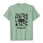 Buddha Stones Casual Lotus Flower Various Yoga Poses Pattern Tee T-shirt - PaleGreen - 2XL - image 15
