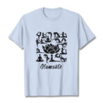 Buddha Stones Casual Lotus Flower Various Yoga Poses Pattern Tee T-shirt - LightCyan - 2XL - image 19