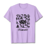 Buddha Stones Casual Lotus Flower Various Yoga Poses Pattern Tee T-shirt - Plum - 2XL - image 17
