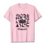 Buddha Stones Casual Lotus Flower Various Yoga Poses Pattern Tee T-shirt - LightPink - 2XL - image 13