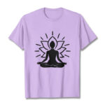 Buddha Stones Casual Meditative Figure Lotus Pattern Tee T-shirt - Plum - 2XL - image 17