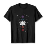 Buddha Stones Casual Lotus Flower Chakras Pattern Tee T-Shirt - Black - 2XL - image 1