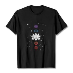 Buddha Stones Casual Lotus Flower Chakras Pattern Tee T-Shirt - Black - 2XL - image 1