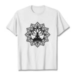 Buddha Stones Casual Mandala Seated Buddha Pattern Tee T-Shirt - White - 2XL - image 8