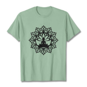 Buddha Stones Casual Mandala Seated Buddha Pattern Tee T-Shirt - PaleGreen - 2XL - image 1