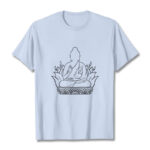 Buddha Stones Casual Meditation Buddha Pattern Tee T-shirt - LightCyan - 2XL - image 19