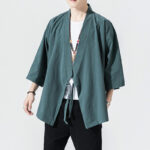 Buddha Stones Casual Plain Tang Suit Open Front Jacket Cotton Linen Men's Kimono - image 2