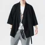 Buddha Stones Casual Plain Tang Suit Open Front Jacket Cotton Linen Men's Kimono - image 11