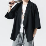 Buddha Stones Casual Plain Tang Suit Open Front Jacket Cotton Linen Men's Kimono - image 13