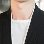 Buddha Stones Lace-Up Design Open Front Jacket Cotton Linen Men's Kimono With Pockets - image 17