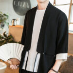 Buddha Stones Lace-Up Design Open Front Jacket Cotton Linen Men's Kimono With Pockets - image 16