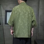 Buddha Stones Jacquard Bamboo Pattern Chinese Frog-Button Stand Collar Tang Suit Men's Cotton Shirt - image 20