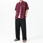Buddha Stones Vintage Embroidery Buttons Design Stand Collar Men's Cotton Shirt - image 8