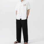 Buddha Stones Vintage Embroidery Buttons Design Stand Collar Men's Cotton Shirt - image 20
