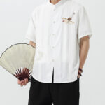 Buddha Stones Vintage Embroidery Buttons Design Stand Collar Men's Cotton Shirt - image 16