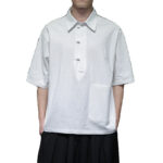 Buddha Stones Commute Plain Half Buttons Design Men's Cotton Linen Shirt With Pocket - image 11