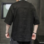 Buddha Stones Summer Half Buttons Color Matching Design Half Sleeve Men's Cotton Linen Shirt - image 14