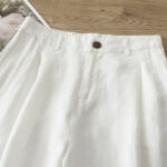 Buddha Stones Casual Retro Plain Women's Cotton Wide Leg Pants With Pockets Zipper - image 8