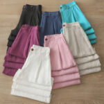 Buddha Stones Casual Retro Plain Women's Cotton Wide Leg Pants With Pockets Zipper - image 39