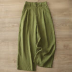 Buddha Stones Casual Retro Plain Women's Cotton Wide Leg Pants With Pockets Zipper - image 21