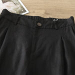 Buddha Stones Casual Retro Plain Women's Cotton Wide Leg Pants With Pockets Zipper - image 17