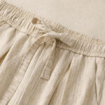 Buddha Stones Casual Summer Lace-Up Texture Design Women's Cotton Wide Leg Pants With Pockets - image 3