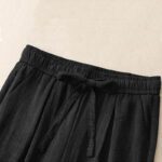 Buddha Stones Casual Summer Lace-Up Texture Design Women's Cotton Wide Leg Pants With Pockets - image 9