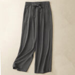 Buddha Stones Casual Summer Lace-Up Texture Design Women's Cotton Wide Leg Pants With Pockets - SlateGray - US8-10，UK/AU12-14，EU40-42 (2XL) - image 13