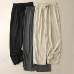 Buddha Stones Casual Summer Lace-Up Texture Design Women's Cotton Wide Leg Pants With Pockets - image 17