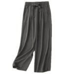 Buddha Stones Casual Summer Lace-Up Texture Design Women's Cotton Wide Leg Pants With Pockets - image 16