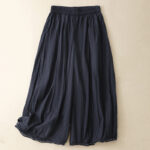 Buddha Stones Casual Hem Hollow Design Women's Cotton 7-8 Length Wide Leg Pants With Pockets - MidnightBlue - US8-10，UK/AU12-14，EU40-42 (2XL) - image 17