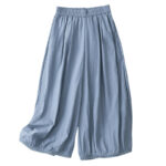Buddha Stones Casual Hem Hollow Design Women's Cotton 7-8 Length Wide Leg Pants With Pockets - image 9