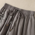 Buddha Stones Commute Embroidery Drawstring Women's Cotton Wide Leg Pants With Pockets - image 46