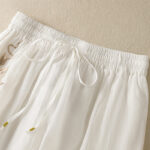 Buddha Stones Commute Embroidery Drawstring Women's Cotton Wide Leg Pants With Pockets - image 28