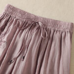 Buddha Stones Commute Embroidery Drawstring Women's Cotton Wide Leg Pants With Pockets - image 37