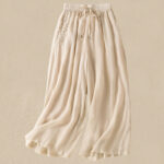 Buddha Stones Commute Embroidery Drawstring Women's Cotton Wide Leg Pants With Pockets - Beige - US8-10，UK/AU12-14，EU40-42 (2XL) - image 8