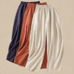 Buddha Stones Plain Simple Design High Waist Women's Cotton Linen Harem Pants With Pockets - image 26