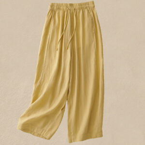 Buddha Stones Vintage Pure Color Drawstring Women's Cotton Linen Ankle-Length Pants With Pockets - Gold - US8-10，UK/AU12-14，EU40-42 (2XL) - image 1