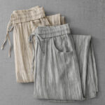 Buddha Stones Casual Tie-Dye Striped Design Drawstring Women's Cotton Wide Leg Pants With Pockets - image 18
