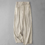 Buddha Stones Casual Tie-Dye Striped Design Drawstring Women's Cotton Wide Leg Pants With Pockets - image 7