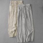 Buddha Stones Casual Tie-Dye Striped Design Drawstring Women's Cotton Wide Leg Pants With Pockets - image 17