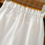 Buddha Stones Casual Hollow Lace Waistband Design Women's Cotton Linen Wide Leg Pants With Pockets - image 32
