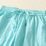 Buddha Stones Summer Vintage Plain Drawstring Cuffed Women's Pants With Pockets - image 24